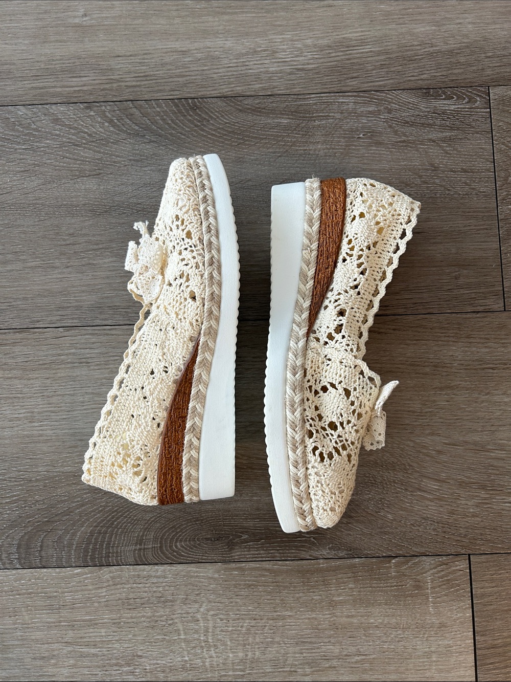 Women’s Cream Crochet Espadrille Platform Sneakers